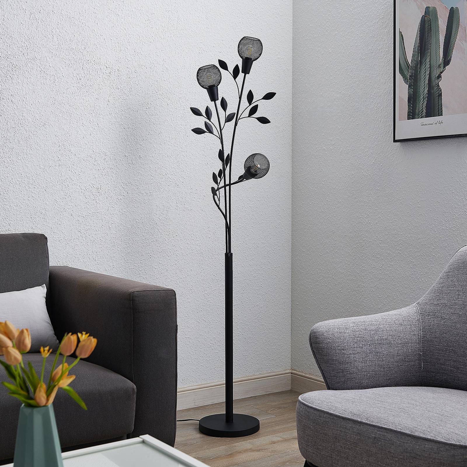 Floor Lamp Kanye Lindby, Black, Living / Dining Room, metal, Florentine, Floor Lamp