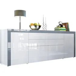 SIDEBOARD La Paz Weiß Hochglanz / Grau Hochglanz