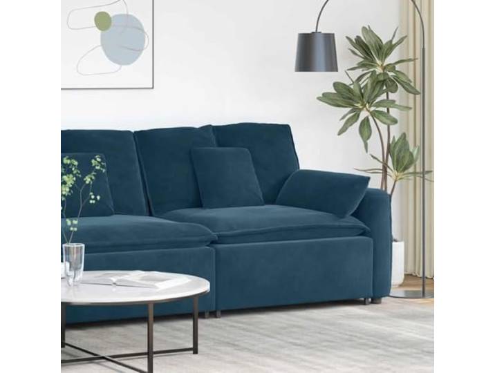 KFPOERTFGD Modulares Sofa mit Armlehne, Samt Polsterung Blau 100 cm Anpassbare Installation, Robuster Metallrahmen, Vielseitige Sitzgruppe