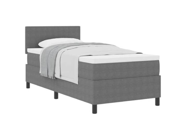 KTHLBRH Boxspringbett mit Kopfteil hellgrau-weiß 80x200 cm Taschenfederkernmatratze, Holzrahmen, verstellbares Kopfteil, 2 Höhen