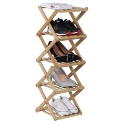 Relaxdays Faltbares Schuhregal aus Bambus Hellbraun