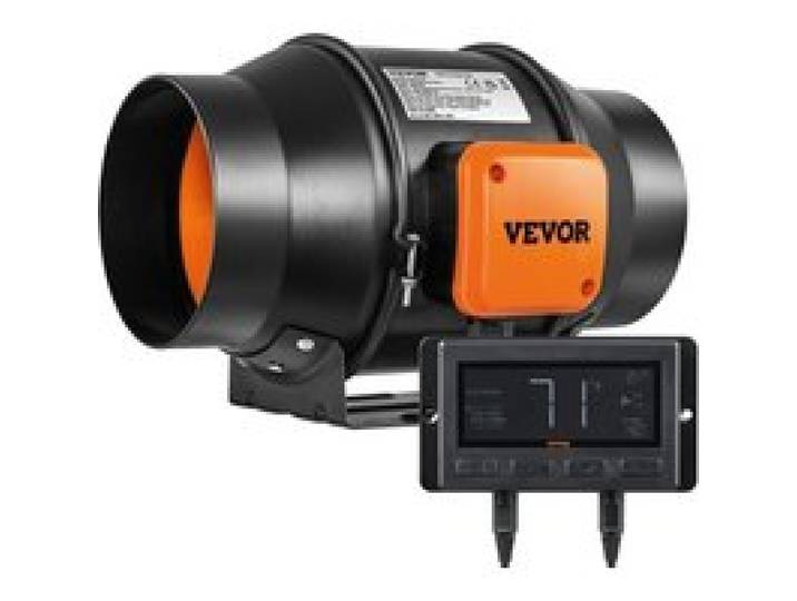 VEVOR Inline Kanalventilator, 6 Zoll 402 CFM mit Temperatur-Feuchtigkeitsregler, leiser EC-Motor Belüftung Abluftventilator für Kühlung Booster, Wachstumszelte, Hydrokultur
