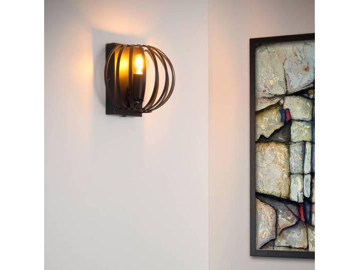 Wandlamp Manuela, dimbaar, zwart, Woon-/ Eetkamer, metaal, Vintage, wandlamp