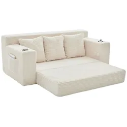 MODFU Modulares Bodensofa aus Cord Beige, 172 x 87 x 64 cm