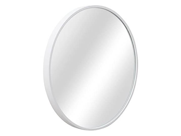 [en.casa] Wandspiegel Modugno 40 cm Badezimmerspiegel Badspiegel Schminkspiegel Hängespiegel rund Aluminiumrahmen Wandmontage Weiß
