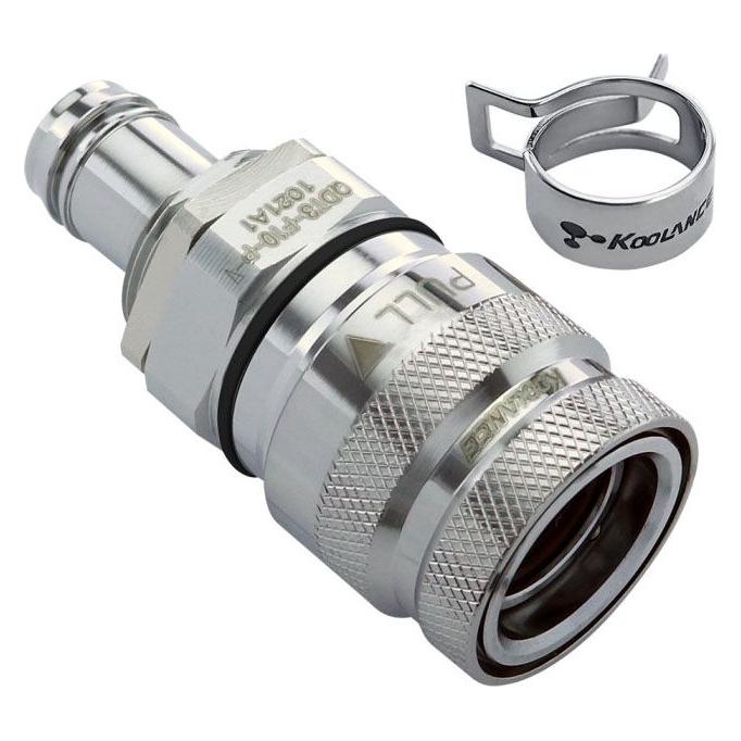 Koolance QDT3 Viton Schnellkupplung, weiblich, Panel-Tülle - 10 mm ID (3/8 Zoll) (QDT3-F10-P-V)