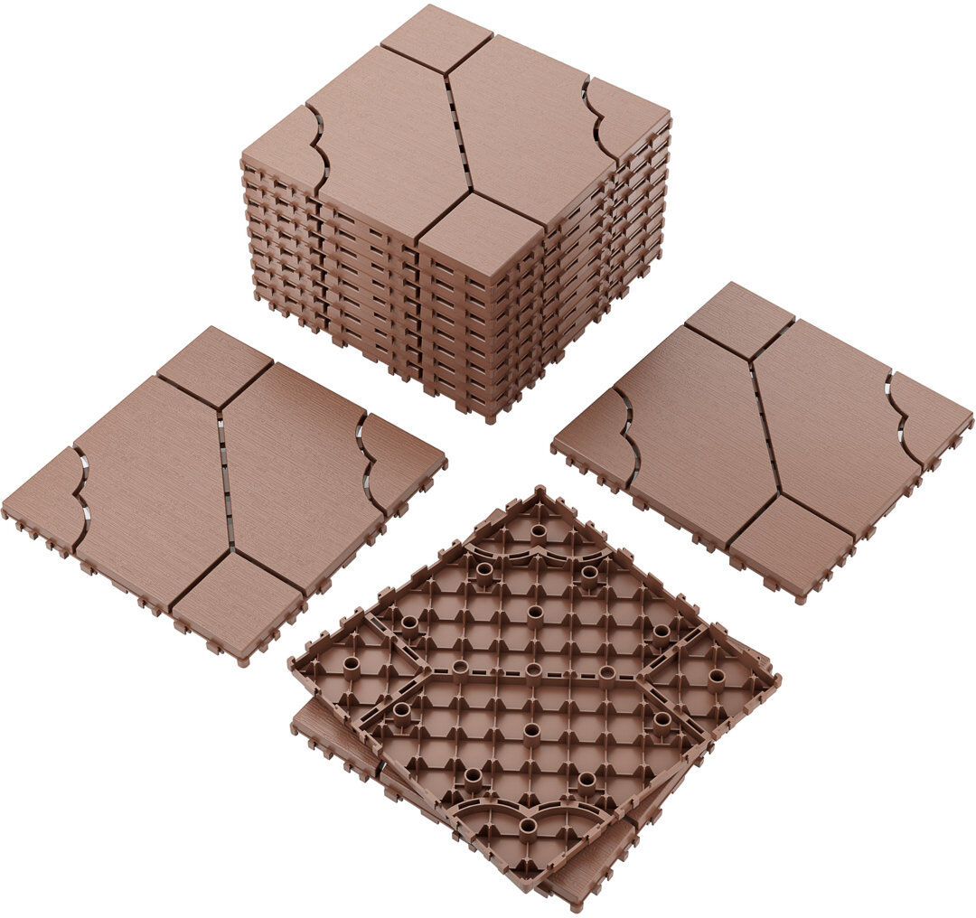 RICH HOLY ENTERPRISE CO., LIMITED 30.5cm L x 30.5cm W Plastic Interlocking Deck Brown Tile