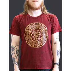 Nomad Sari Stonewashed Cotton T-Shirt – Chakra – Maroon – Large