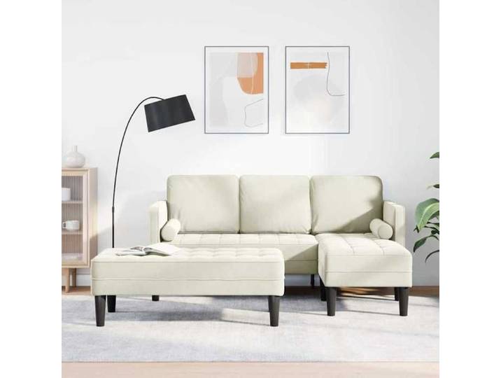 JLL*TOP Jeu de canapés/sofas - 2 pièces - Pour famille - Crème 173x131x67 cm Velours LL207