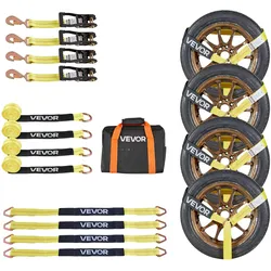 VEVOR Radspanngurt Befestigungsgurt (50,8 x 3657,6 mm) mit Federhaken & 4540 kg Zugfestigkeit & 1512 kg Tragfähigkeit, Motorrad-Spannsystem Radsicherungsgurt Reifengurt für SUVs Anhänger