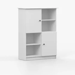 REGAL OLAF I 95cm/130cm/43cm Weiß, Griff Anthrazit