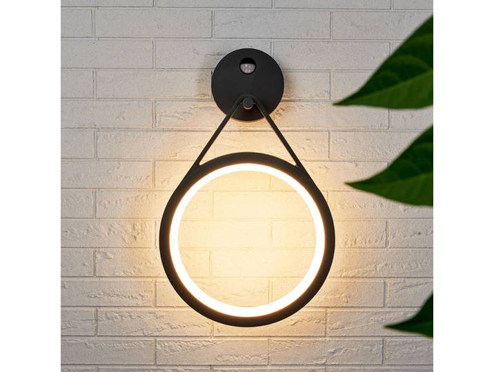 Mirco Applique Murale d'Extérieur w/Sensor Graphite/White - Lucande - Moderne - Métal - Rond