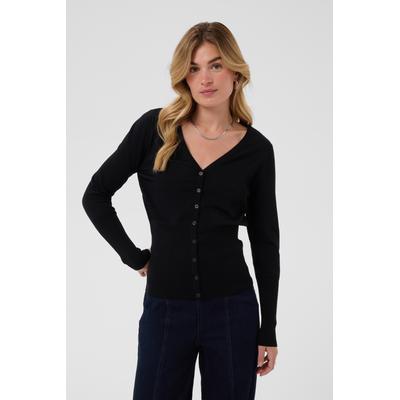 Strickjacke SAINT TROPEZ "MilaSZ Slim Cardigan", Damen, Gr. S, schwarz, Strick, Obermaterial: 70% Viskose, 30% Polyester, unifarben, normal, V-Ausschnitt, Strickjacken Strickjacke, Viskosemischung, Fitted