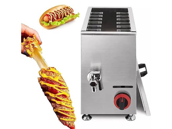 FLEAGE 21L Käse-Hot-Dog-Stickmaschine, 12-teiliges Wurstbratgerät, Corn-Dog-Fritteuse für Hot Dogs am Griff, Käsesticks, für Restaurant, Heimküche, Snackbar