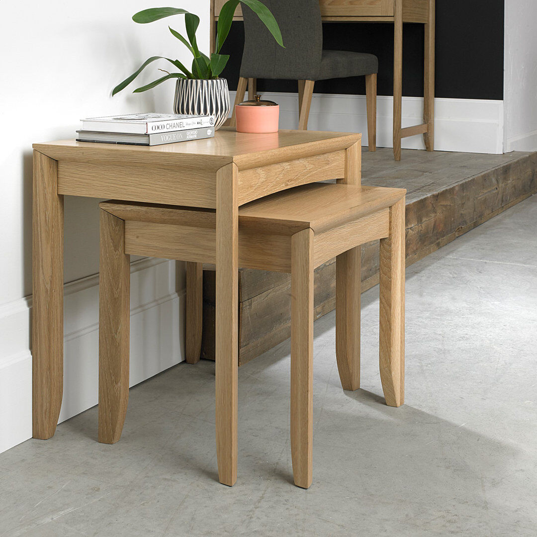 August Grove Izzie Solid Wood Nesting Tables Oak/Oak 54cm H X 55cm W X 42cm D