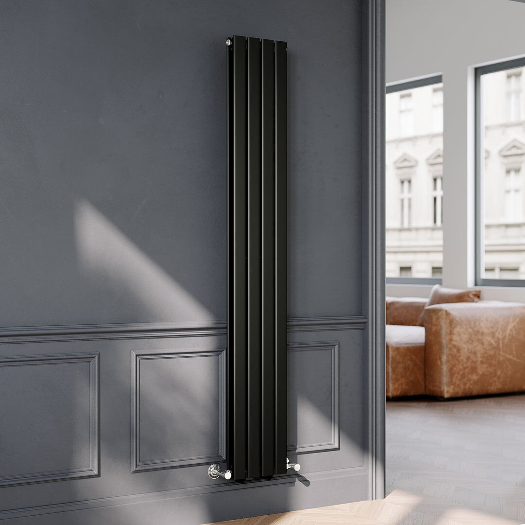 Brayden Studio Camaran Vertical Designer Radiator Black 180cm H x 27cm W x 6.1cm D