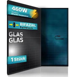 SUNNIVA® Solarmodul 460 W FULL BLACK Bifazial Glas/Glas PV Modul Solarpanel - PMax 460W Bifacial N-Type, für Balkonkraftwerk oder PV Solar Anlage