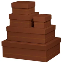 Rhodiarama Set mit 5 ineinander schachtelbaren Boxen aus Kunstleder, 44x34x16cm - Kupfer 194554C