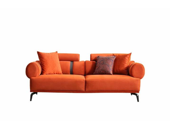 Xlmoebel Schlafsofa Schlafsofa modern orange weich elegant mit Metallfüßen, 1 Teile, Verstellbare Rückenlehne, Sitztiefenverstellung