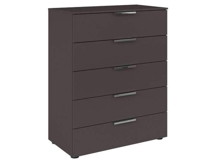 Rauch Möbel Kommode, Graphitfarben, Chromfarben, Kunststoff, 5 Schublade(n) Schubladen, 80x100x42 cm, Blauer Engel, BQ - Bündnis für Qualität, Made in Germany, Kleinmöbel, Kommoden, Kommoden