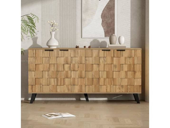 Buffet moderne - DREAMMESPACE - 4 portes - 160 5 x 35 5 x 78 cm - Bois - Design contemporain