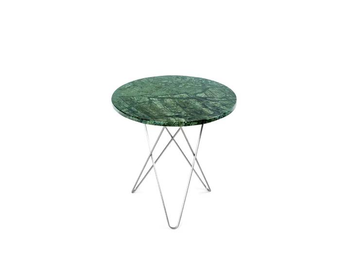 OX Denmarq Table basse Mini O Tall marbre vert, acier inoxydable