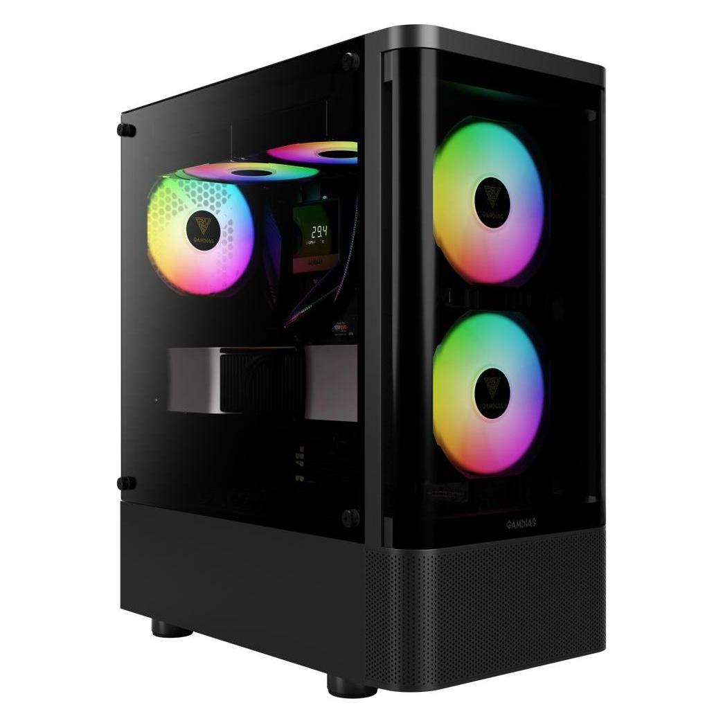 Gamdias Boitier Moyen Tour ATX Talos E3 CG RGB avec panneaux vitrés (Noir) (ATX) (TALOS E3 CG)