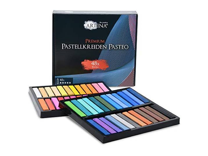 Artina Set van 48 pastelkrijtjes zachte pastelkleuren in studiokwaliteit