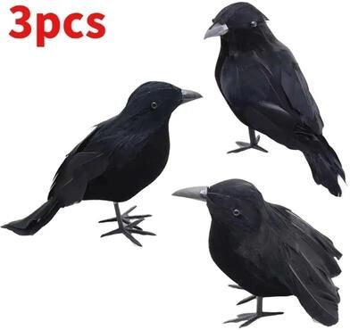 Uplift Picks Realistic Black Crow Halloween Decoration Set crow (3 Pcs)