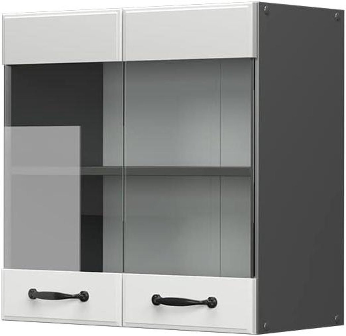 Keuken Hangkast met Glazen Deuren - Wit Antraciet - Breedte: 60 cm