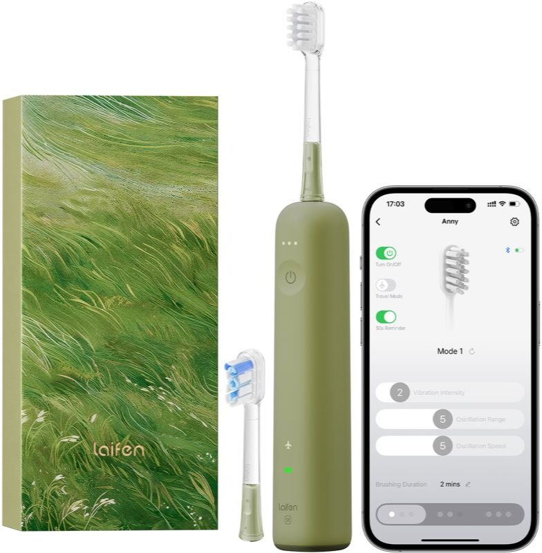 Laifen Wave Special brosse à dents électrique + 2 têtes de rechange Green 1 pcs