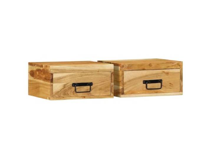 Fisinber Wand-Nachttisch 2er Set Massivholz Akazie Nachtregal Kompakte schwebende Ablage für das Schlafzimmer. Bietet praktischen Stauraum ohne Platz am Boden zu verbrauchen.