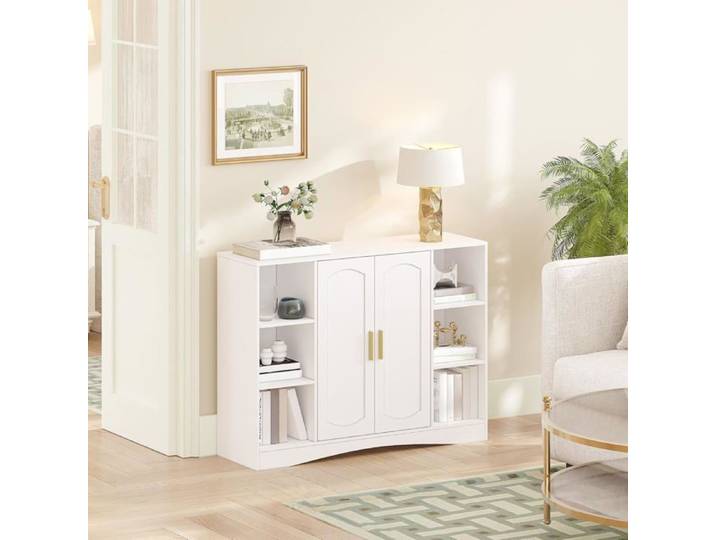Meuble de Salle de Bain Meuble de Rangement Placard Rangement avec 2 Portes Armoire de Salle de Bain Étagères Réglables Blanc