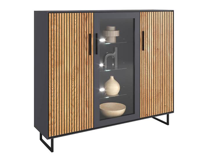 Highboard 153 cm 153 x 145 x 40cm Braun/Grau