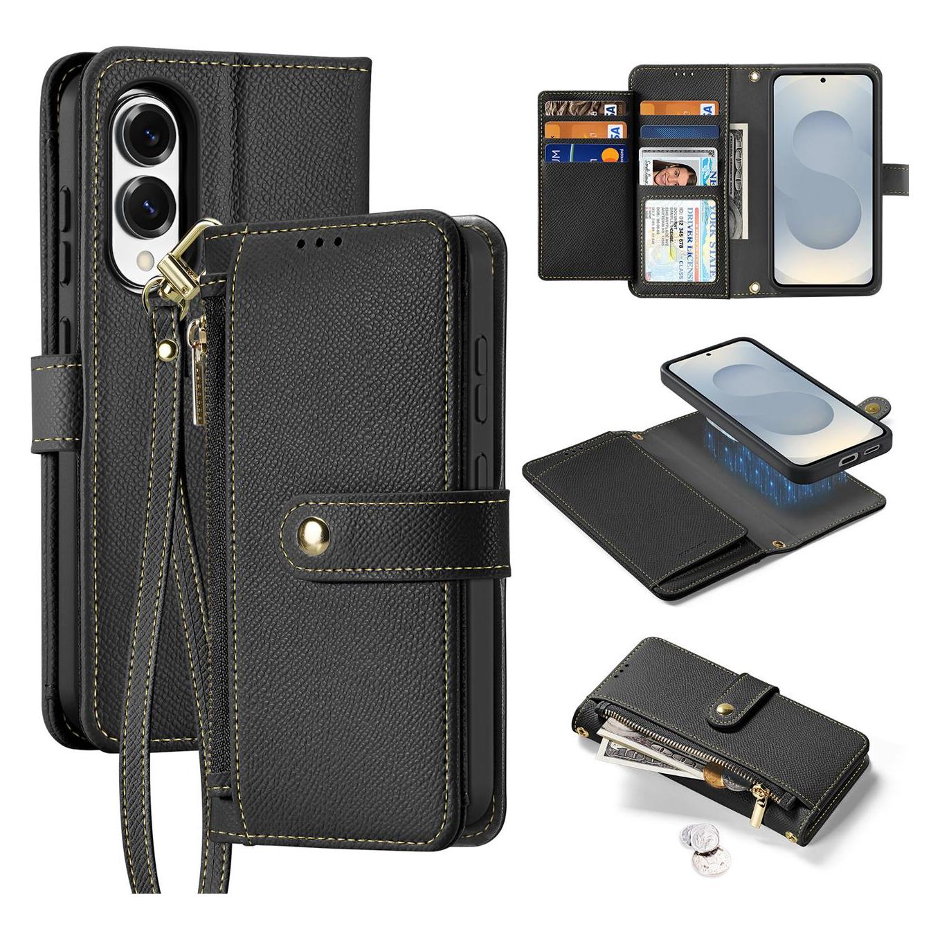 Dux Ducis Lawa Series MagSafe Kunstleder Bookcover Hülle (Samsung Galaxy S25 Edge) (LAWA SS S25 EDGE BLACK)