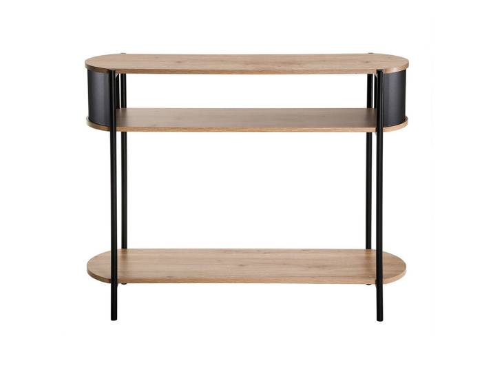 Calicosy Konsole mit 3 Ebenen und schwarzen Metallseiten 34/80/100 cm, Apfelbaumfarben, Holzwerkstoff, 34x80x100 cm, Wohnzimmer, Wohnzimmertische, Konsolentische