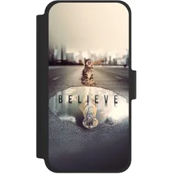 Nivocase Klapphülle für Apple iPhone 12 mini Handyhülle aus Kunst Leder NIVOflip schwarz Motivation Tiere (Apple iPhone 12 mini), Smartphone Hülle, Schwarz