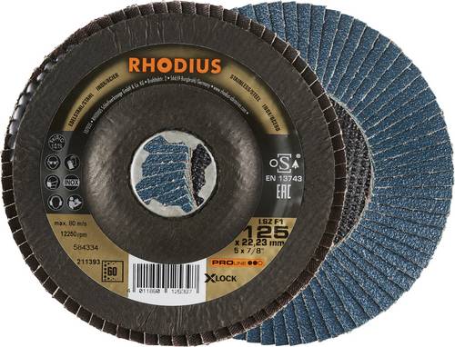 Rhodius 211393 LSZ F1 X-LOCK Fächerschleifscheibe Körnung (num) 60 Edelstahl, Stahl 10St.