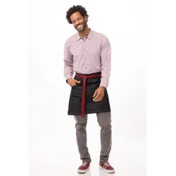 Chef Works® Urban Kollektion, BERKELEY Bistroschürze inkl. rotem Taillenband, Denimblue, 100% Baumwolle