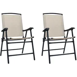 vidaXL Klappbare Gartenstühle 2 Stk. Textilene Cremeweiß