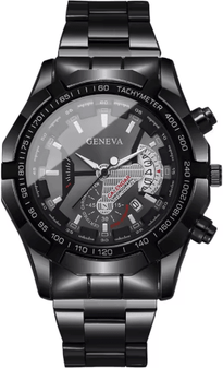 Inspire Essentials Luxury Large Dial Mens Quartz Watch Business Calendar Style black Black