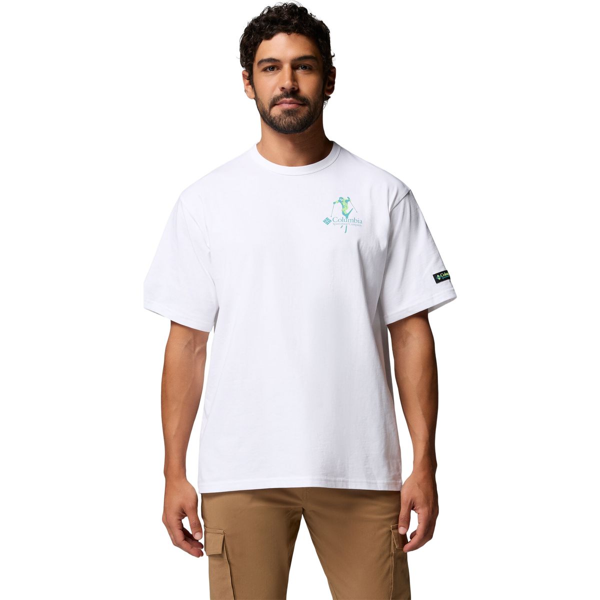 Columbia Men's CSC Heavyweight Back Graphic T-shirt white slick slope skier (103) S 215504-2155041-103-S
