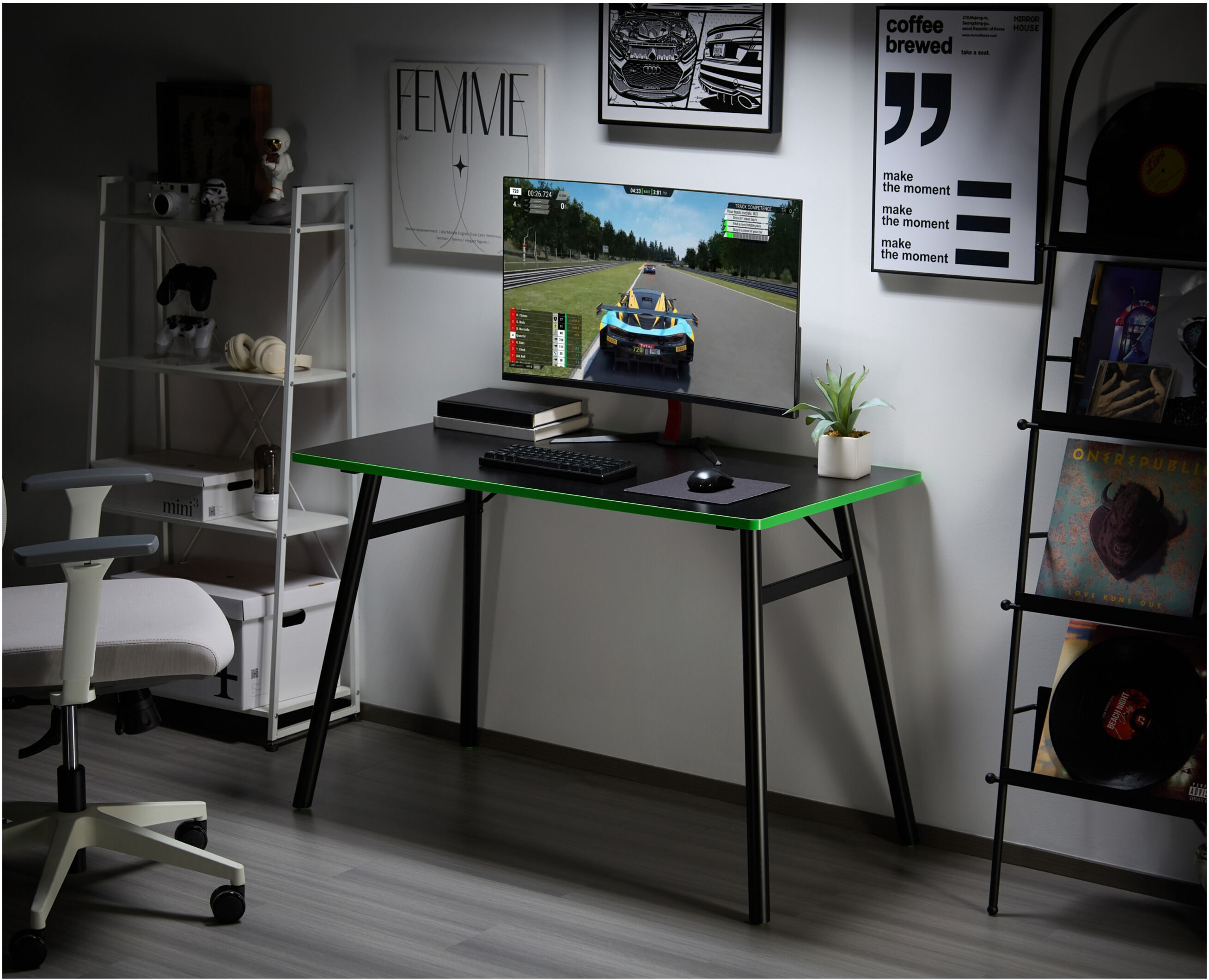 PIRANHA GAMING  Gamingtisch, B 60 x T 110 x H 75 cm, schwarz
