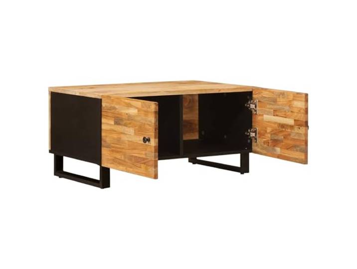 IBUQDDV Couchtisch Braun 80 x 50 x 40 cm Massivholz Mango Rechteckige Form, schwarze Griffe, natürliche Maserung, pflegeleicht, für kleine Apartments