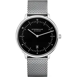 STERNGLAS - NAOS XL - pianoschwarz - silber - milanaise / 42MM