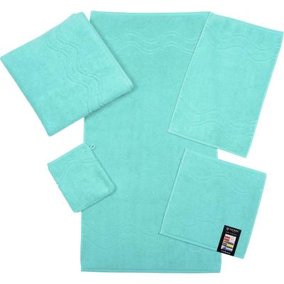 Seiftuch ROSS "Cashmere feeling", blau (bleached aqua), B:30cm L:30cm, Frottier, Baumwolle, Handtücher, mit Wellen-Bordüre