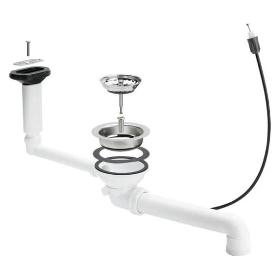 Viega Ab-/Überlauf Kunststoff, Edelstahl, Modell 7139.163 G: 1½ Ø: 114,5 für Spüle mit Ablaufloch-Ø 90 (Überlaufgarnitur, 1 1/2") (699871)