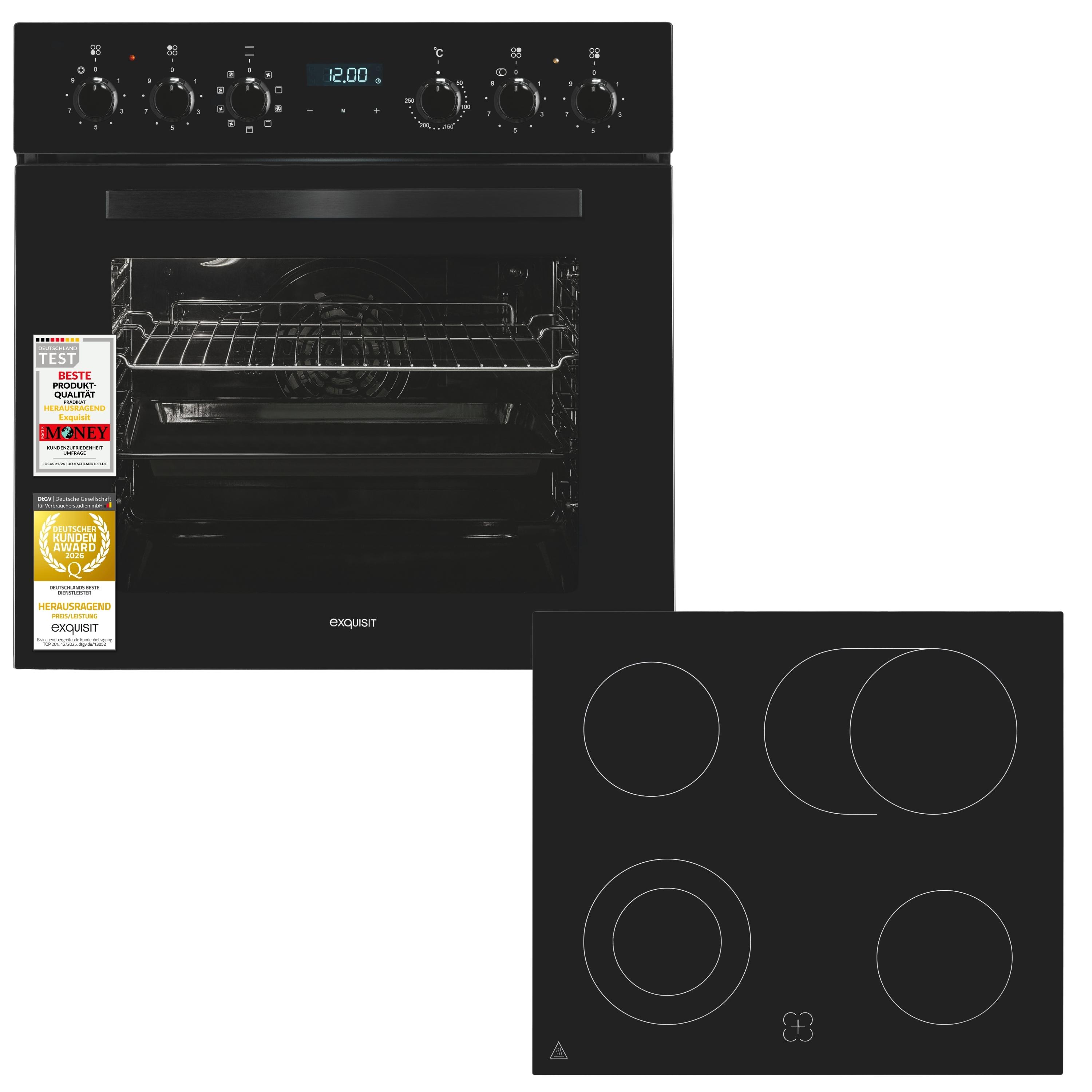 Herd-Set | EHE5285-HBZ-020 | 75 l Garraum Nutzinhalt | Umluft und Grill | Temperaturbereich 50 bis 250 °C | Energieklasse A | schwarz