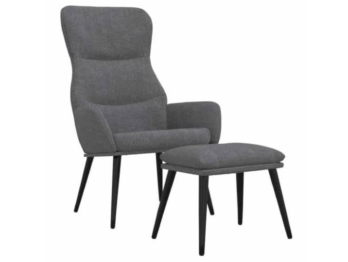 Makastle Relaxsessel mit Hocker Hellgrau Stoff