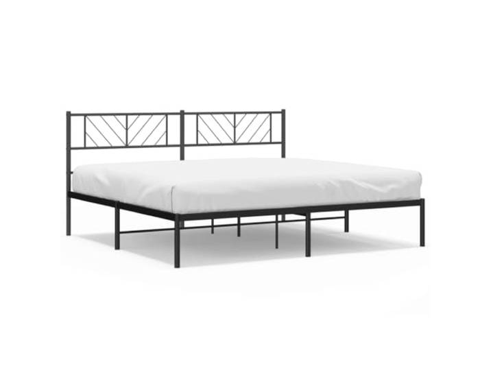 KKgypkn Metallbettgestell mit Kopfteil, schwarz, 180x200 cm, robuste Stahlkonstruktion, pulverbeschichtet, inklusive Lattenrost und Mittelfüßen, mit Stauraum unter dem Bett